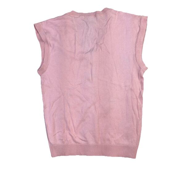 Womens Hot Topic Pink Strawberry Sweater Vest Small Preppy Academia Y2K Clueless - Picture 8 of 9